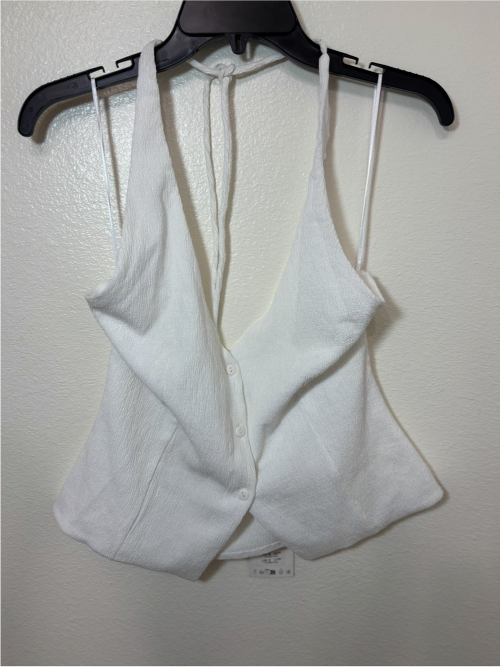 Zara Cream Textured Tie-Back Button-Front Camisole - Picture 2 of 10